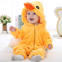 Load image into Gallery viewer, MICHLEY Hooded Baby Girl Romper Winter and Autumn Flannel Jumpsuits Animal Cosplay Infant Toddler Costume yazi, Duck, Size 100 (age: 19-24months)