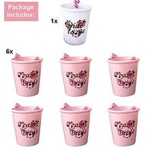 Load image into Gallery viewer, Blue Planet Fancy Dress 6 Team Bride Shot Glasses Cups 1 Bride to Be Shot Glass Cup Plastic Hen Party Beaded Necklace Light Pink White Rose Gold Floral (6 Team Bride, 1 Bride to Be)