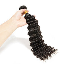 Load image into Gallery viewer, 10"-24" Deep Wave Brazilian Virgin Human Hair Weave Bundles Remy Hair Extensions Weave Weft #1B Natural Black (14 inch-100g)
