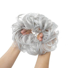 Load image into Gallery viewer, Hair Scrunchies Hair Buns Grey Hair Piece Updo Hair Piece for Women Girls Extensions Fake Scrunchies Donut Ponytail Chignons Hair Accessories