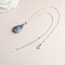 Load image into Gallery viewer, COAI 925 Sterling Silver Chain Teardrop Moss Agate Stone Pendant Necklace for Women