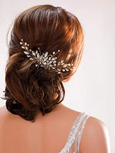 Load image into Gallery viewer, Handcess Bride Wedding Hair Combs Silver Rhinestone Bridal Hair Accessories and Headpiece for Women (Gold)