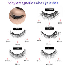 Load image into Gallery viewer, Magnetic Eyeliner and Magnetic Eyelash Kit (5 Pairs), Upgraded 3D Reusable Magnetic Eyelashes Kit False Lashes Natural Look with Applicator, No Glue Needed