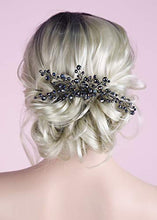 Load image into Gallery viewer, Anglacesmade Bridal Wedding Rhinestone Hair Comb Black Hair Comb Crystal Hair Crown Prom Party Boho Festival Hairpiece Women Headpiece Wedding Hair Accessories for Women and Girls
