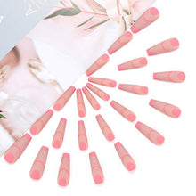 Load image into Gallery viewer, Brishow Coffin False Nails Long Fake Nails Pink French Press on Nails Ballerina Acrylic Stick on Nails Full Cover 24pcs for Women and Girls