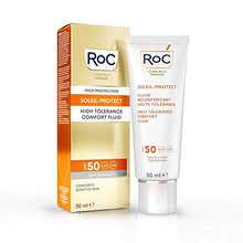 Load image into Gallery viewer, RoC - Soleil-Protect High Tolerance Comfort Fluid SPF 50 - UVA/B Protection - Face Moisturiser - Hypoallergenic Sunscreen - Sensitive Skin - 50 ml