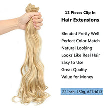 Load image into Gallery viewer, 150g Clip in Hair Extensions for Women,22inch 12Pcs Curly Wavy Synthetic Hair Pieces #27H613 Blonde Long Full Head Clip In Hair Extensions