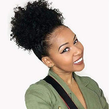 Load image into Gallery viewer, Drawstring Ponytail for Black Women Afro Human Hair Kinky Ponytail Drawstring Clip in Top Closure Ponytail Extension Curly 14 Inches Natural Black 100g