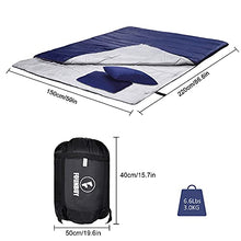 Load image into Gallery viewer, Forinbuy Double Sleeping Bags for Adults 3 Season Sleeping Bag Waterproof Compact Two Single Lightweight Envelope Sleeping Bags with Two Camping Pillows for Adults Queen Size 230x150cm 190T Liner