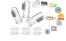Load image into Gallery viewer, 3/Pack Baby Newborn Infant Toddler Kids Silicone Finger brush Soft Teething Teether Tooth Cleaner Oral Massager BPA Free (Transparent Toothbrush)