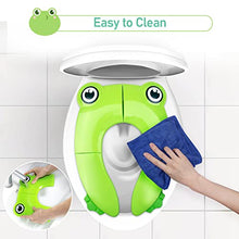 Load image into Gallery viewer, Pejoye Foldable Potty Toilet Training Seat, Travel Portable Toilet Seat Toddler, Folding Potty Training Seat for Kids with 6 Anti Slip Silicone Pads and 1 Carry Bag, Green Frog