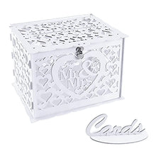 Load image into Gallery viewer, Benjia Wedding Gift Card Cards Money Post Box Holder, Rustic Large Wood Wooden Letter Envelop Boxes with Lock and Slot for Reception Anniversary Birthday Party Parties (Mr & Mrs, White)