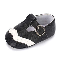 Load image into Gallery viewer, LACOFIA Baby Boy's Anti-Slip Soft PU Leather Sneakers Infant First Walking Slipper Shoes Black 3-6 Months