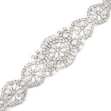 Load image into Gallery viewer, CHIC DIARY Crystal Bridal Wedding Belt Rhinestone Sash Applique Pearls Beaded Handcrafted Sparkle Sewn for Women Gown Evening Prom Clothes (White)