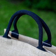 Load image into Gallery viewer, Personalised mini jute bag | Personalised teacher gifts | UK (Black bag - Black text)
