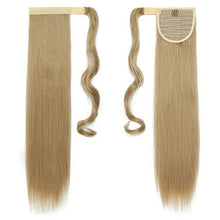Load image into Gallery viewer, Clip on Pony Tail Wrap Around Ponytail Hairpiece Clip in Hair Extensions 26" Long Straight Ash& Blond/Blond