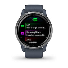 Load image into Gallery viewer, Garmin Venu 2 GPS smartwatch with all-day health monitoring, Silver Bezel with Granite Blue Case and Silicone Band