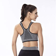 Load image into Gallery viewer, CLOUSPO Sports Bra Post Surgery Bra Zip Front Wireless with Removable Pads Yoga Bra for Workout Fitness(XL,Grey)
