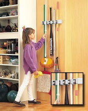 Load image into Gallery viewer, KINGTOP Broom Mop Holder, Wall Mounted Organizer with 5 Position 6 Hooks, Utility Room Storage Solutions for Kitchen, Bathroom, Garage and Garden