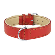 Load image into Gallery viewer, Riparo Genuine Leather Padded Dog Heavy Duty K-9 Adjustable Collar (L: 3.8CM Wide for 45.7CM - 53.3CM Neck, Red)