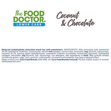 Load image into Gallery viewer, The Food Doctor Chocolate Bar, Keto Snacks, Low Carb, Low Sugar Chocolate Coconut Snack Bar, Multipack of 15
