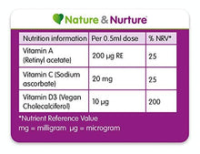 Load image into Gallery viewer, Nature & Nurture Baby & Child Vitamins. The Vegan-Friendly Gentle Liquid multivitamin Drops for Babies, Toddlers and Children. Made in The UK. 60 Doses.