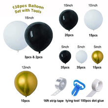 Load image into Gallery viewer, Black Balloons Arch Kit- 138Pcs Black Gold White Balloon Garland Kit, Latex Balloons Party Decorations Backdrop Ideal for Birthday, Baby Shower, Wedding Decorations