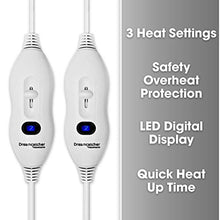 Load image into Gallery viewer, Dreamcatcher Electric Blanket Luxury Polyester, Electric Heated Blanket, Soft Fitted Underblanket Fully Fitted Mattress Cover with 3 Comfort settings, 2 x Controllers and Machine Washable (Double)