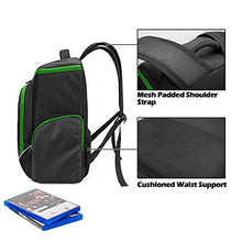 Load image into Gallery viewer, Trunab Console Carry Bag Backpack Compatible with PS5/PS4/PS4 Pro/PS4 Slim/Xbox One/Xbox One X/Xbox One S, Travel Case with Multiple Pockets for 15.6” Laptop, Game Accessories, Green, Patented Design