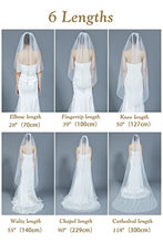 Load image into Gallery viewer, BEAUTELICATE Wedding Bridal Veil Cut Edge with Comb 1 Tier Fingertip&Cathedral Length, Fingertip Length 39 inches, Ivory