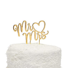 Load image into Gallery viewer, Gold Mr Mrs Cake Wedding Topper for Anniversary, Bridal Shower (5.2 x 6.5 In)