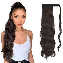 Load image into Gallery viewer, FESHFEN Long Wavy Ponytail Extensions 60cm Body Wavy Wrap Around Hair Ponytails Curly Clip in Synthetic Hairpieces for Women Girls, 130g