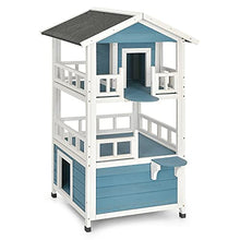 Load image into Gallery viewer, GYMAX Wooden Cat House, Weatherproof Kitten Shelter with Roof, Outdoor Indoor Pets Playhouse Condo for Dogs, Rabbits & Chickens (60 x 60 x 126cm)