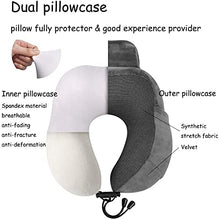 Load image into Gallery viewer, Luxsure Neck Pillow Memory Foam for Sleeping Comfortable Support Head Cushion Flight Pillow Special Designed Neck Chin Support for Plane & Car & Office (Grey)