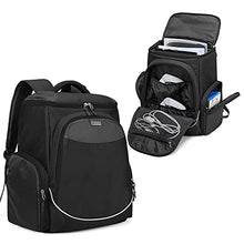 Load image into Gallery viewer, Trunab Console Carry Bag Backpack Compatible with PS5/PS4/PS4 Pro/PS4 Slim/Xbox One/Xbox One X/Xbox One S, Travel Case with Multiple Pockets for 15.6” Laptop, Game Accessories, Black, Patented Design