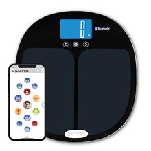 Load image into Gallery viewer, Salter 9192 BK3R Health Curve Bluetooth Smart Bathroom Analyser Scale, Measures Weight, Body Fat/Water, Muscle/Bone Mass, BMI and BMR, 8 User Memory, Connect to Smartphone using MiBody App, Black