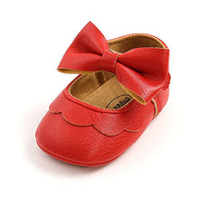 Load image into Gallery viewer, MASOCIO Baby Girl Shoes Infant First Walking Bowknot Princess Mary Jane Shoes Red 0-6 Months