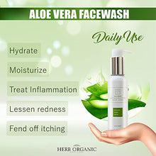 Load image into Gallery viewer, HerbOrganic Aloe Vera Face Wash – Hydrating and Skin Cleanser – Skin Care and Acne Face Wash– Treat Inflammation – 100 ml
