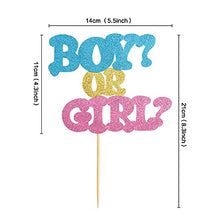 Load image into Gallery viewer, Blumomon 1 Pack Boy or Girl Cake Topper Gender Reveal Cake Decoration Blue and Pink Glitter Baby Shower Party Decorations Supplies