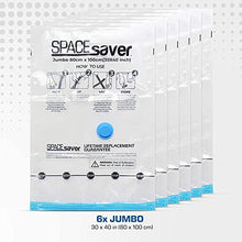 Load image into Gallery viewer, Spacesaver Premium Vacuum Storage Bags. 80% More Storage. Hand-Pump for Travel. Vacuum Sealer Bag with Double-Zip Seal and Triple Seal Turbo-Valve for Max Space Saving in a storage bag (Jumbo 6 Pack)