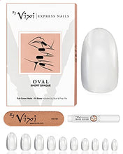 Load image into Gallery viewer, By Vixi 600 Pieces SHORT OVAL NAIL SET with FREE GLUE & PREP FILE, 10 Sizes – Opaque Express Full Cover False Fingernail Extensions for Salon Professionals & Home Use