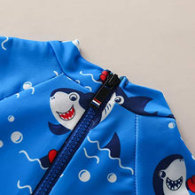 Load image into Gallery viewer, Cutebbclo Baby Boy Swimming Suit Swinsuit Boys Swimwear Toddler Rash Guard Zipper One Piece Short Sleeve Sunsuit Beach Bathing Suits (A-Blue), 1-2 Years
