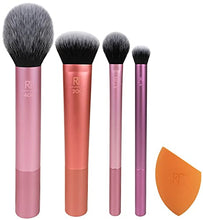 Load image into Gallery viewer, REAL TECHNIQUES,5 Count (Pack of 1) Everyday Essentials Makeup Brush Complete Face Set (Miracle Complexion Sponge, Expert Face, Blush, Setting and Deluxe Crease Brushes)