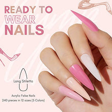 Load image into Gallery viewer, Makartt Acrylic Nail Kit, Press On Nails Set 240pcs Long Stiletto Nail Tips Gelly Tips Full Cover Nude 4pcs Nail Glues 1pcs Nail File False Nail Kit