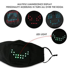Load image into Gallery viewer, LED Face Mask Voice Activated, LED Light Up Face Masks with Filters for Adults Imitates Lips Speaking Talking Sound Command Control Mask for Carnival Masquerade Party