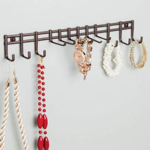 Load image into Gallery viewer, mDesign 12 Hook Tie Hanger - Tie Organiser & Belt Hanger for Ties, Belts, Scarves & Hand Bags - Hanging Wardrobe Storage Solutions - Tie Rack - Bronze