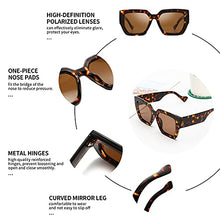 Load image into Gallery viewer, Oversized Square Polarized Sunglasses for Women Trendy Classic Retro Large Frame Sunglasses Ladies Shades UV400 Protection Tortoise Frame/Brown Lens
