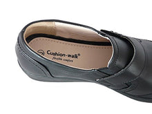 Load image into Gallery viewer, Cushion Walk Women's Ladies Lightweight Black Leather-lined Touch Fastening Slip-on Flat Shoes, Flats, Casual Work Office Comfort Shoes (6 UK 39.5 EU, Black)