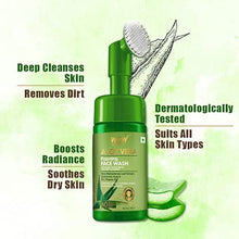 Load image into Gallery viewer, WOW Skin Science Aloe Vera Foaming Face Wash with Built-In Face Brush for deep cleansing - No Parabens, Sulphate, Silicones & Color - 100mL