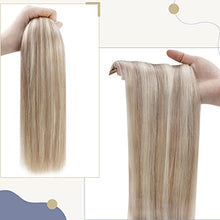 Load image into Gallery viewer, LaaVoo Blonde Highlight Ponytail Human Hair Extensions 14inch Remy Hair Extensions Highlighted Blonde Pony Tail Extensions Blonde Real Hair Ponytail Hair Extension Blonde 100% Remy Human Hair 70g